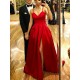 Long Red Satin Prom Dresses Formal Evening Gowns 901027