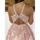 Long Pink Lace and Satin Prom Dresses Formal Evening Gowns 901031