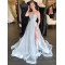 A-Line Tulle Long Beaded Prom Dresses Formal Evening Gowns 901034