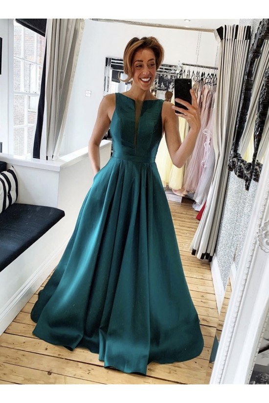 Long Satin Prom Dresses Formal Evening Gowns with Pockets 901035 Long Satin Prom Dresses Formal Evening Gowns with Pockets 901035