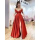 A-Line Long Off the Shoulder Satin Prom Dresses Formal Evening Gowns with Pockets 901069 A-Line Long Off the Shoulder Satin Prom Dresses Formal Evening Gowns with Pockets 901069