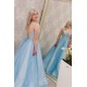Long Blue Sparkle Tulle Prom Dresses Formal Evening Gowns 901079