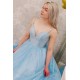 Long Blue Sparkle Tulle Prom Dresses Formal Evening Gowns 901079