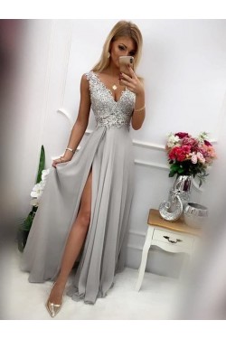 Lace and Chiffon Long Prom Dresses Formal Evening Gowns 901088