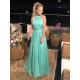 Simple Long Halter Prom Dresses Formal Evening Gowns 901104