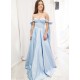 A-Line Off the Shoulder Long Prom Dresses Formal Evening Gowns 901118