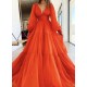 A-Line Long Sleeves V Neck Long Prom Dresses Formal Evening Gowns 901122 A-Line Long Sleeves V Neck Long Prom Dresses Formal Evening Gowns 901122