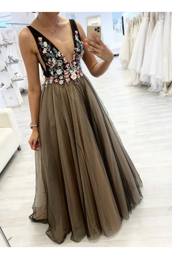 A-Line Tulle Lace Long Prom Dresses Formal Evening Gowns 901127 A-Line Tulle Lace Long Prom Dresses Formal Evening Gowns 901127