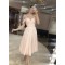 A-Line Tea Length Chiffon Long Prom Dresses Formal Evening Gowns 901129