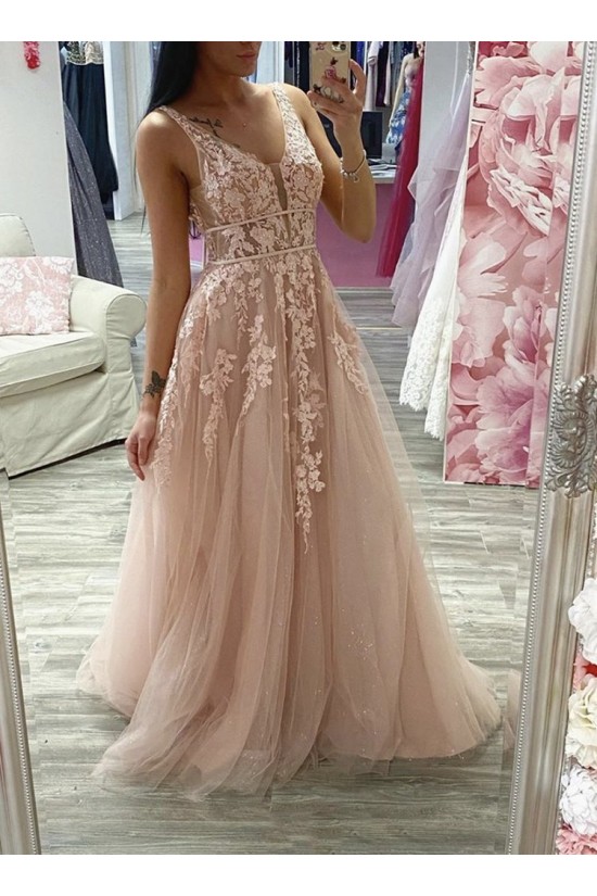 A-Line Lace and Tulle Prom Dress Formal Evening Gowns 901138 A-Line Lace and Tulle Prom Dress Formal Evening Gowns 901138