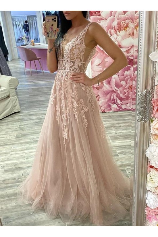 A-Line Lace and Tulle Prom Dress Formal Evening Gowns 901138 A-Line Lace and Tulle Prom Dress Formal Evening Gowns 901138