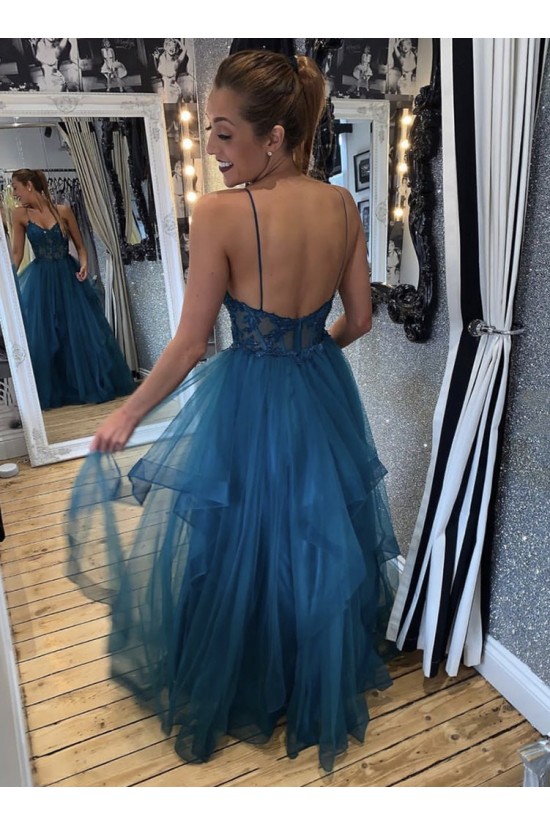 A-Line Long Blue Spaghetti Straps Prom Dress Formal Evening Gowns 901140 A-Line Long Blue Spaghetti Straps Prom Dress Formal Evening Gowns 901140