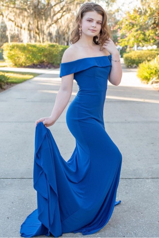Long Blue Off the Shoulder Prom Dress Formal Evening Gowns 901155 Long Blue Off the Shoulder Prom Dress Formal Evening Gowns 901155