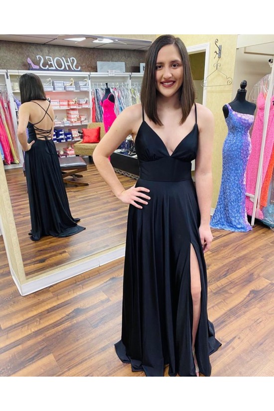 A-Line V Neck Long Prom Dress Formal Evening Gowns 901156