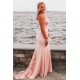 Long Pink Mermaid Lace Prom Dress Formal Evening Gowns 901158