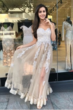 A-Line Lace Sweetheart Long Prom Dress Formal Evening Gowns 901181