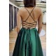 Long Green Satin Prom Dress Formal Evening Gowns 901182
