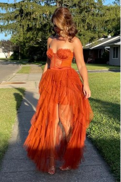 A-Line Sweetheart Lace and Tulle Prom Dresses Formal Evening Gowns 901185