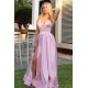 Long Satin Spaghetti Straps Prom Dress Formal Evening Gowns 901210