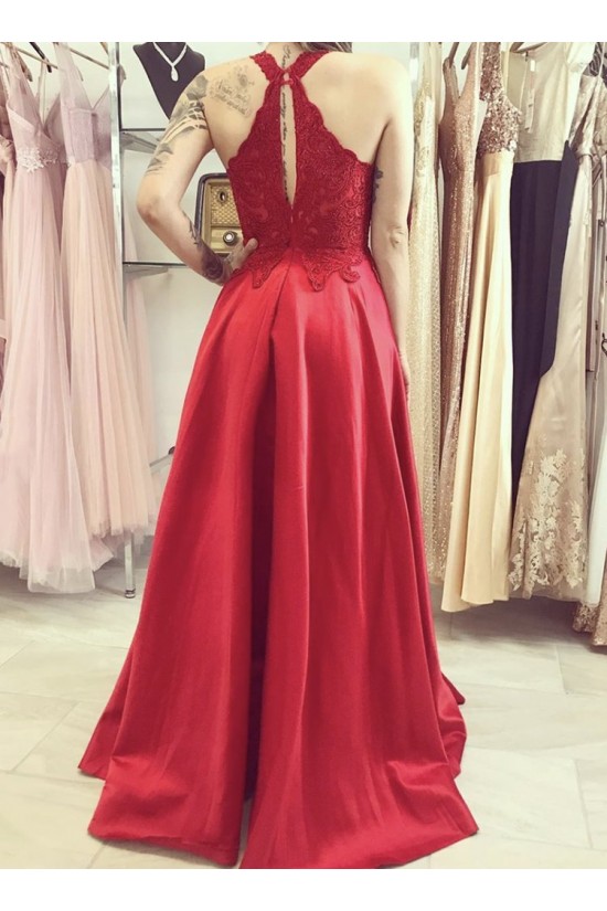 Long Red Lace Prom Dress Formal Evening Gowns 901218 Long Red Lace Prom Dress Formal Evening Gowns 901218