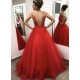 Long Red Lace and Tulle Prom Dress Formal Evening Gowns 901226 Long Red Lace and Tulle Prom Dress Formal Evening Gowns 901226
