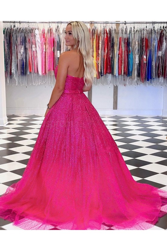 A-Line Strapless Sequin Tulle Long Prom Dress Formal Evening Gowns 901227 A-Line Strapless Sequin Tulle Long Prom Dress Formal Evening Gowns 901227