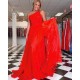 A-Line Long Red One Shoulder Prom Dress Formal Evening Gowns 901232