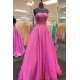 A-Line Strapless Sequin Tulle Prom Dress Formal Evening Gowns 901237