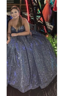 Long Blue Sweetheart Sparkle Blue Prom Dress Formal Evening Gowns 901244
