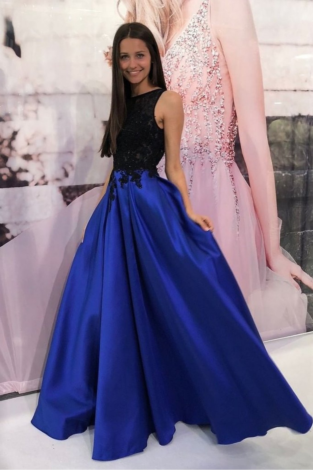 A Line Ankle Length Prom Dresses Vintage Royal Blue Party Dress Women Formal Evening Gowns Y5022 main image 1