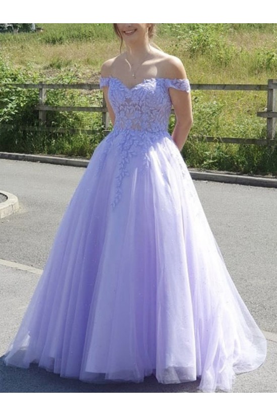 A-Line Lavender Lace and Tulle Long Prom Dress Formal Evening Gowns 901261 A-Line Lavender Lace and Tulle Long Prom Dress Formal Evening Gowns 901261