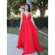 Elegant Long Red Chiffon Prom Dress Formal Evening Gowns 901264