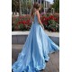 Long Blue Satin Prom Dress Formal Evening Gowns 901265 Long Blue Satin Prom Dress Formal Evening Gowns 901265