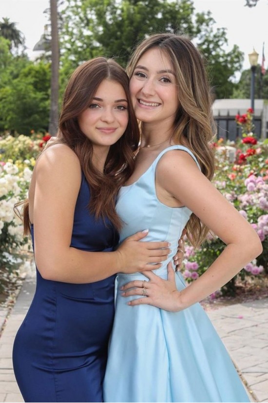 Long Blue Satin Prom Dress Formal Evening Gowns 901265 Long Blue Satin Prom Dress Formal Evening Gowns 901265