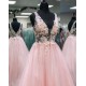 A-Line Long Pink Lace and Tulle Prom Dress Formal Evening Gowns 901267 A-Line Long Pink Lace and Tulle Prom Dress Formal Evening Gowns 901267