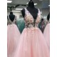 A-Line Long Pink Lace and Tulle Prom Dress Formal Evening Gowns 901267 A-Line Long Pink Lace and Tulle Prom Dress Formal Evening Gowns 901267