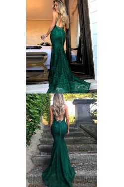 Mermaid Long Green Lace Prom Dress Formal Evening Gowns 901277