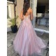 Long Pink Lace and Tulle Prom Dress Formal Evening Gowns 901281 Long Pink Lace and Tulle Prom Dress Formal Evening Gowns 901281