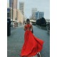 Long Red V Neck Prom Dress Formal Evening Gowns 901307