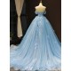 Long Blue Lace and Tulle Prom Dress Formal Evening Gowns 901308