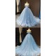 Long Blue Lace and Tulle Prom Dress Formal Evening Gowns 901308
