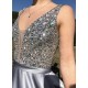 A-Line Long Satin Beaded Prom Dress Formal Evening Gowns 901321 A-Line Long Satin Beaded Prom Dress Formal Evening Gowns 901321