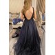 A-Line Long Navy Blue Sparkle Prom Dress Formal Evening Gowns 901322 A-Line Long Navy Blue Sparkle Prom Dress Formal Evening Gowns 901322