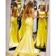 Elegant Long Yellow Mermaid Prom Dress Formal Evening Gowns 901332
