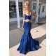 Long Royal Blue Mermaid Two Pieces Sparkle Prom Dress Formal Evening Gowns 901335