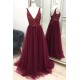 A-Line Lace and Tulle V Neck Prom Dress Formal Evening Gowns 901340 A-Line Lace and Tulle V Neck Prom Dress Formal Evening Gowns 901340