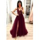 A-Line Lace and Tulle V Neck Prom Dress Formal Evening Gowns 901340 A-Line Lace and Tulle V Neck Prom Dress Formal Evening Gowns 901340