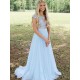 A-Line Long Blue Chiffon and Lace Prom Dress Formal Evening Gowns 901362 A-Line Long Blue Chiffon and Lace Prom Dress Formal Evening Gowns 901362