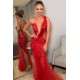 Long Red Mermaid One Shoulder Lace Prom Dress Formal Evening Gowns 901364 Long Red Mermaid One Shoulder Lace Prom Dress Formal Evening Gowns 901364