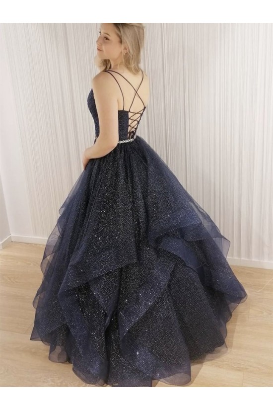 A-Line Sparkle Tulle Long Prom Dress Formal Evening Gowns 901366 A-Line Sparkle Tulle Long Prom Dress Formal Evening Gowns 901366